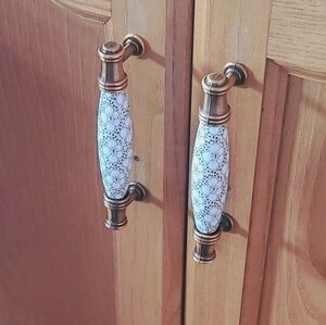 Elegant Floral Ceramic and Zinc Drawer Pulls/ Cabinet Handles